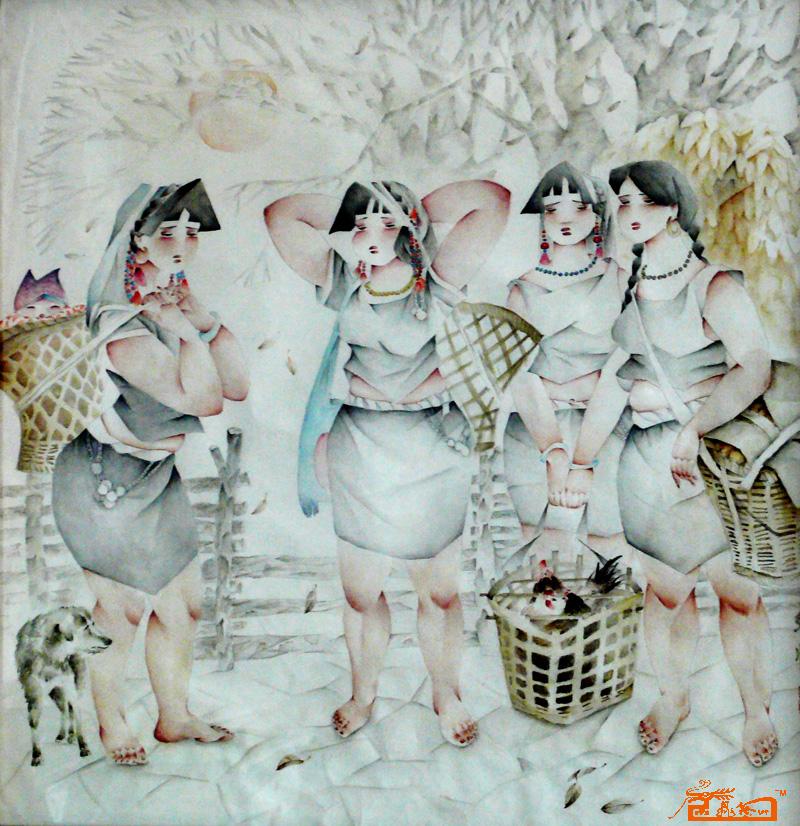 水彩画《山乡》 